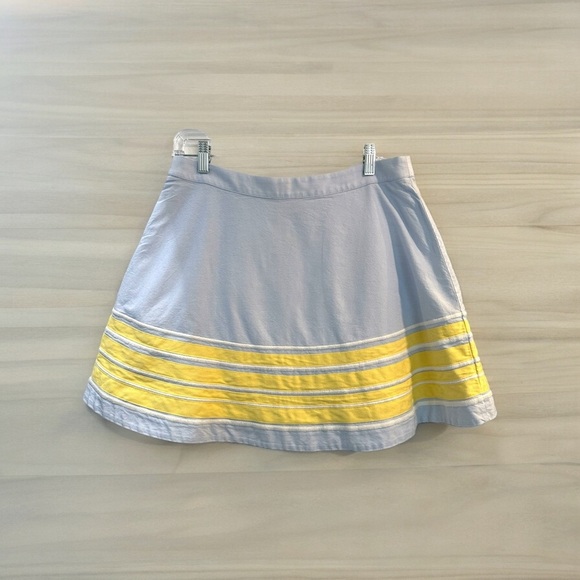 Vineyard Vines Women’s Border Stripe Oxford Swing Skirt Sz 6 Butter Yellow/ Blue - Picture 3 of 9